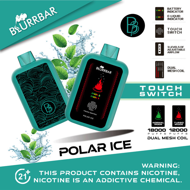 BLURRBAR 20ML 18000 PUFFS DISPOSABLE TOUCH SWITCH DISPLAY OF 5