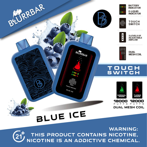 BLURRBAR 20ML 18000 PUFFS DISPOSABLE TOUCH SWITCH DISPLAY OF 5