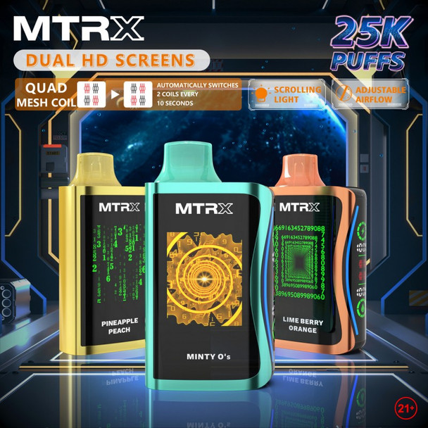 MTRX MX25000 PUFF 20ML DISPOSABLE DUAL HD SCREEN DISPLAY OF 5