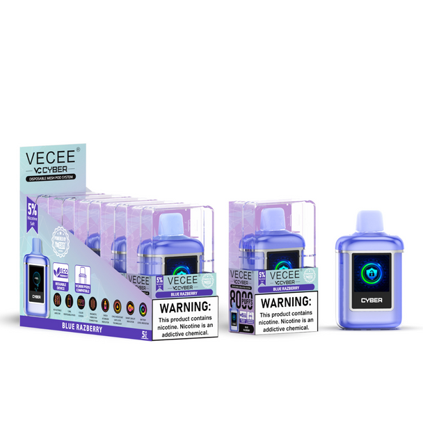 VECEE BY YOCAN VC8000 CYBER EDITION 8000 PUFF 12ML DISPOSABLE DISPLAY OF 5