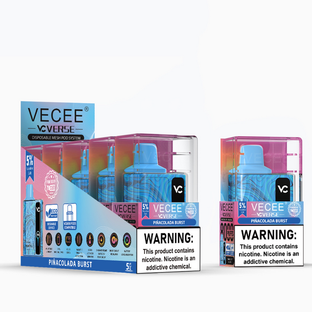 VECEE BY YOCAN VC8000 VERSE EDITION 8000 PUFF 12ML DISPOSABLE DISPLAY OF 5