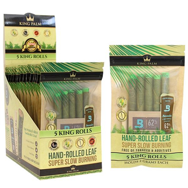KING PALM - 5 KING PRE-ROLL POUCH WITH BOVEDA DISPLAY OF 15