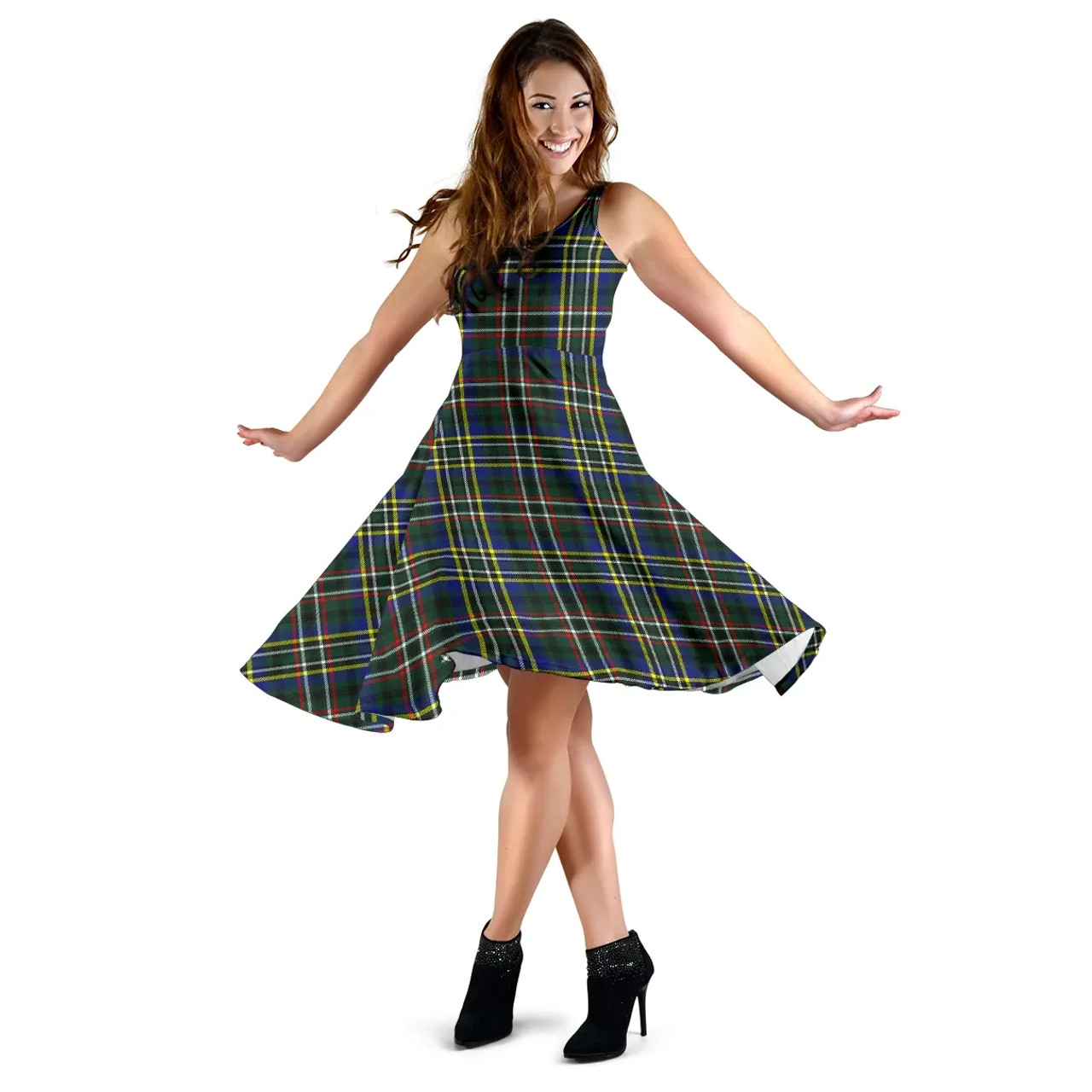 Scottish Scott Green Modern Clan Tartan Women Midi Dress