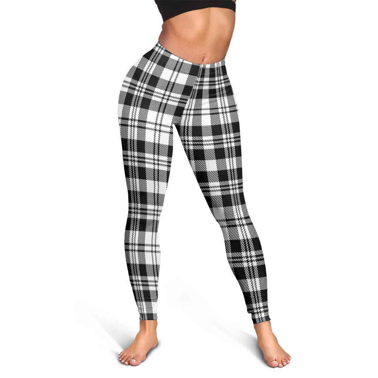 Scottish Scott Black & White Modern Clan Tartan Women Leggings