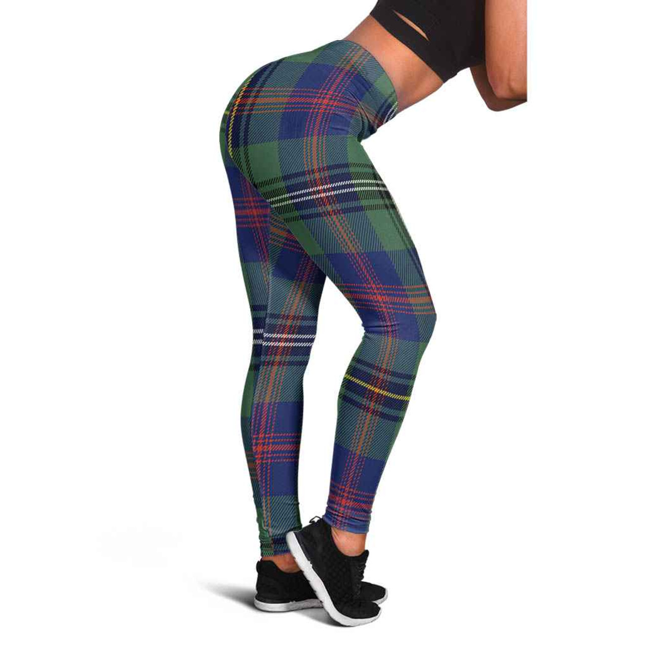 Green TARTAN PLAID LEGGINGS Womens Yoga Leggings Yoga Pants Plaid