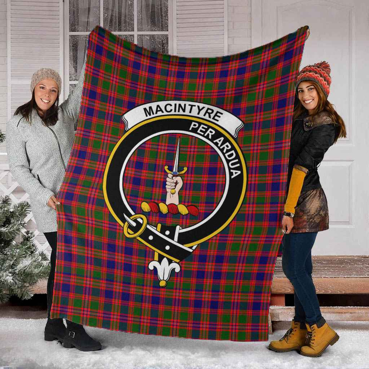 Scottish Macintyre Clan Crest Tartan Blanket