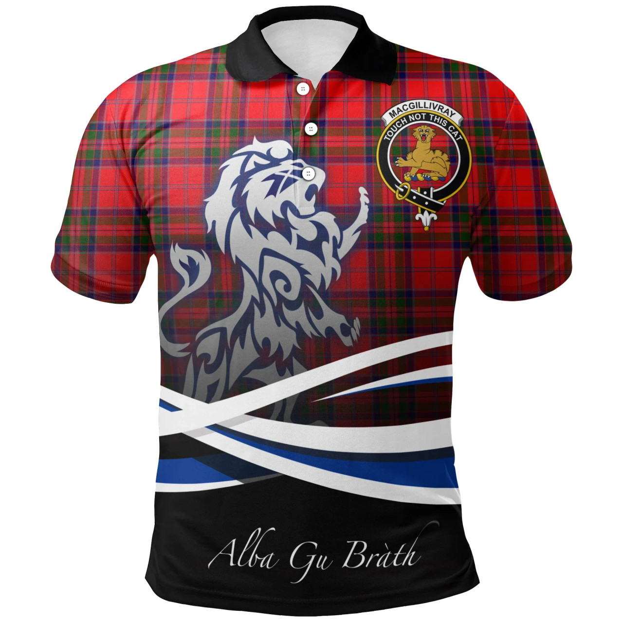 Scottish MacGillivray Modern Clan Crest Tartan Polo Shirt - Scotland Lion
