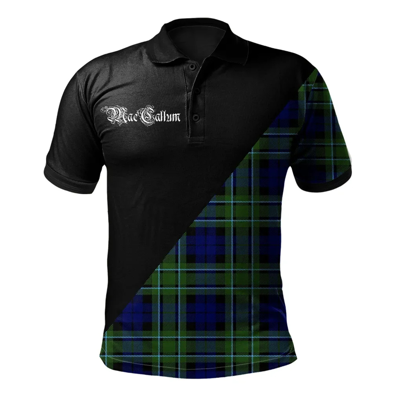 Scottish MacCallum Modern Clan Crest Tartan Polo Shirt - Military Logo