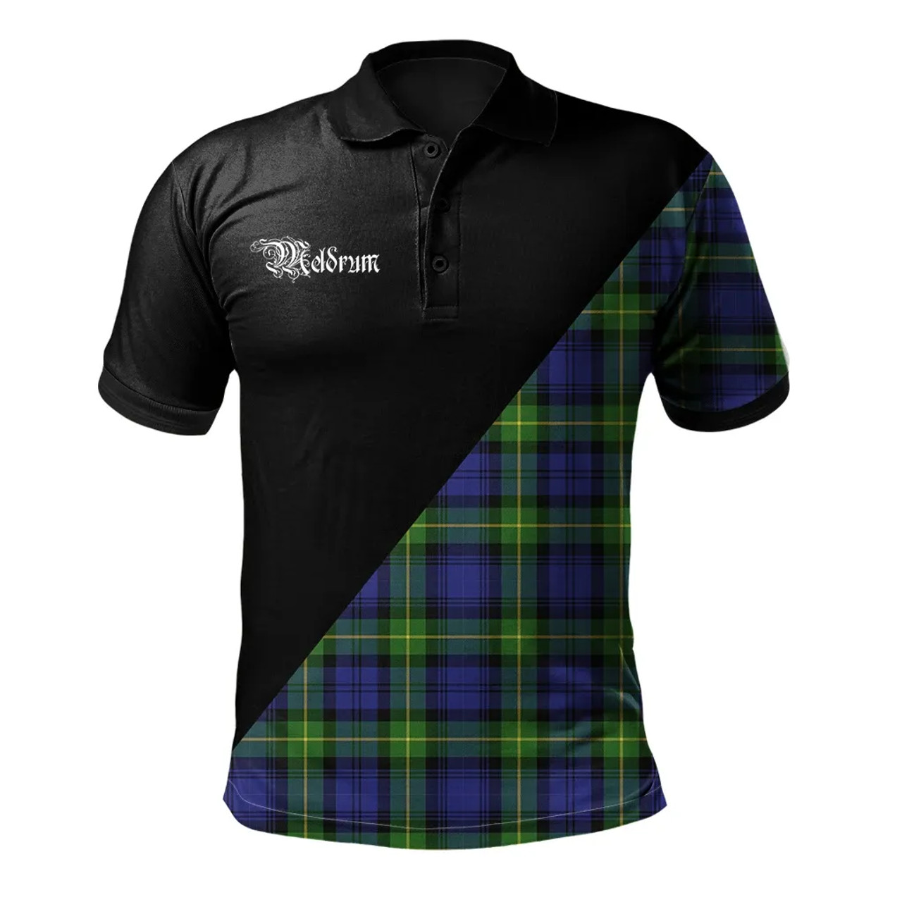 Scottish Meldrum Clan Crest Tartan Polo Shirt - Military Logo
