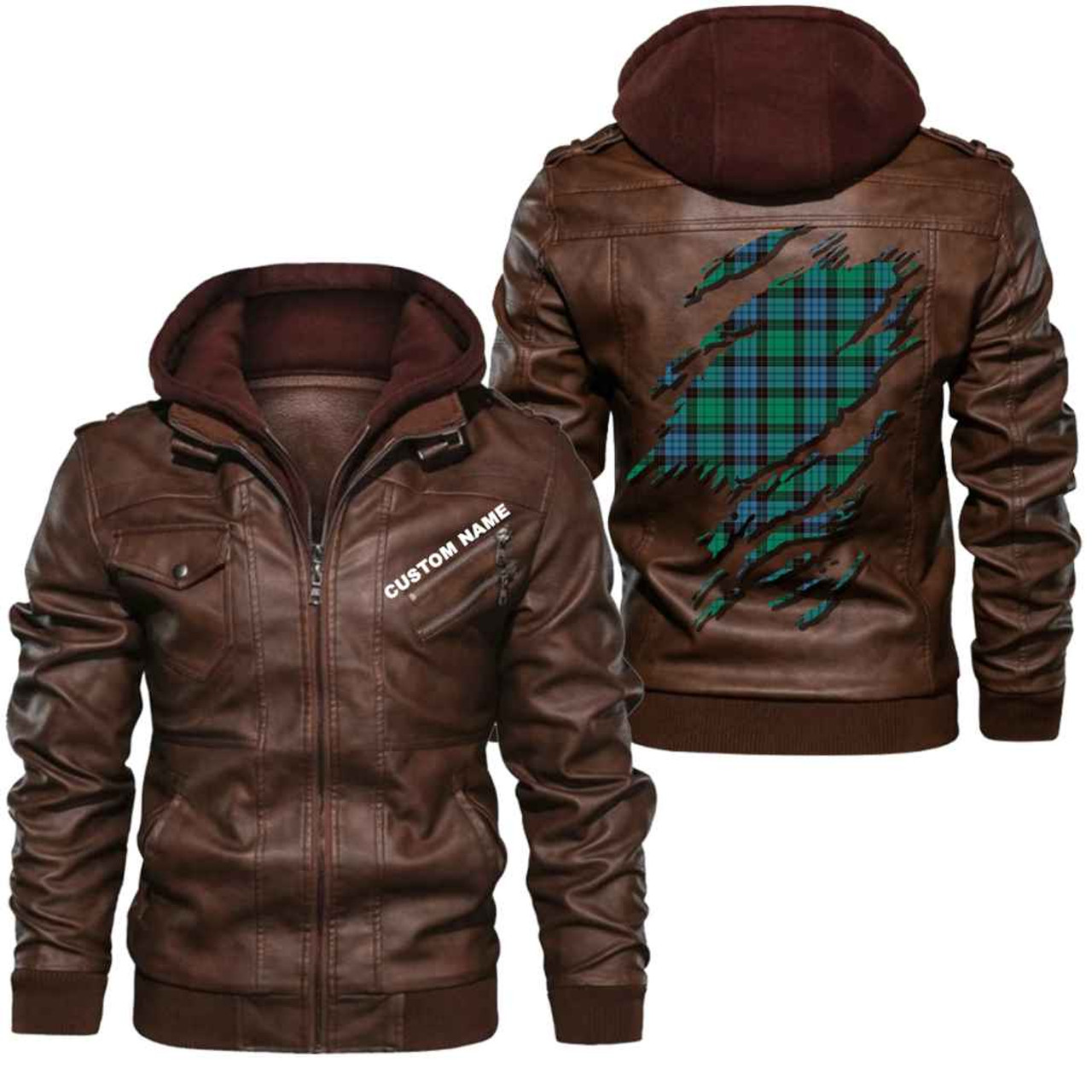 Scottish Stewart Old Ancient Clan Tartan Faux Leather Jacket