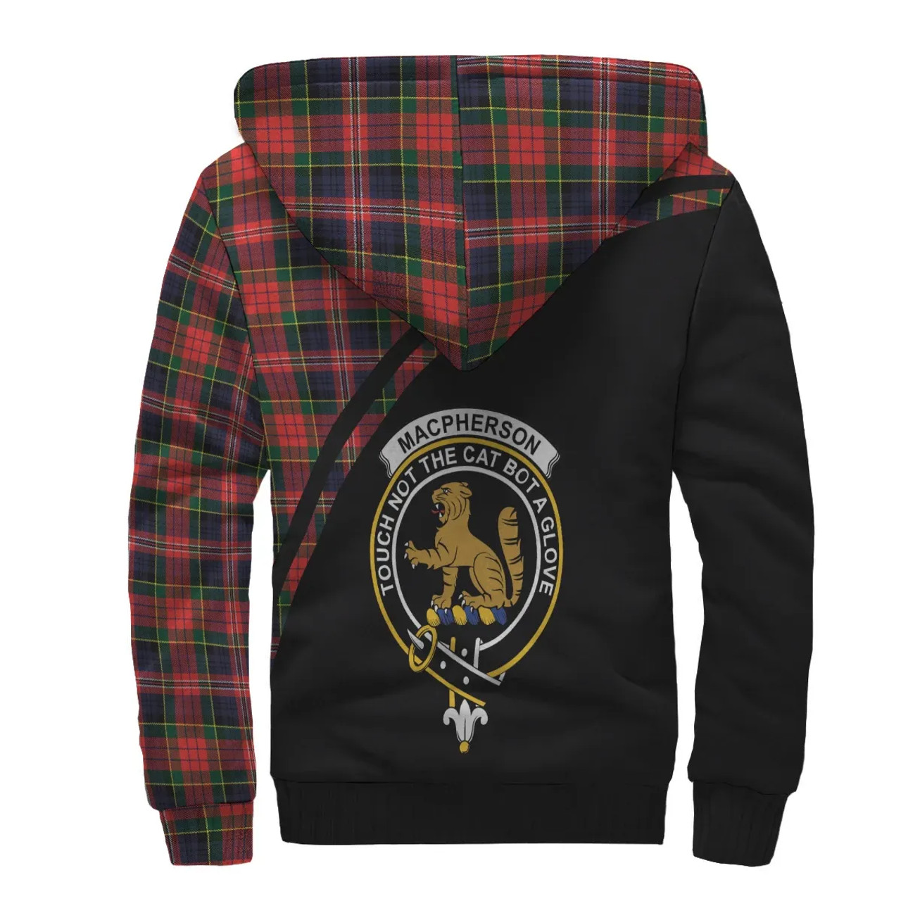 Scottish MacPherson Clan Crest Tartan Curve Sherpa Hoodie