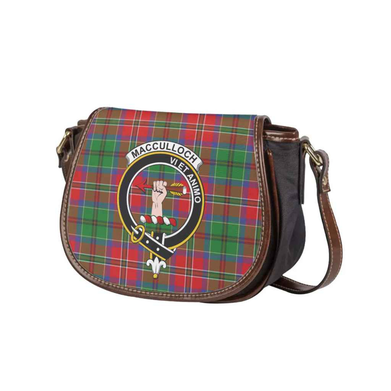 Scottish MacCulloch (McCulloch) Clan Crest Tartan Saddle Bag