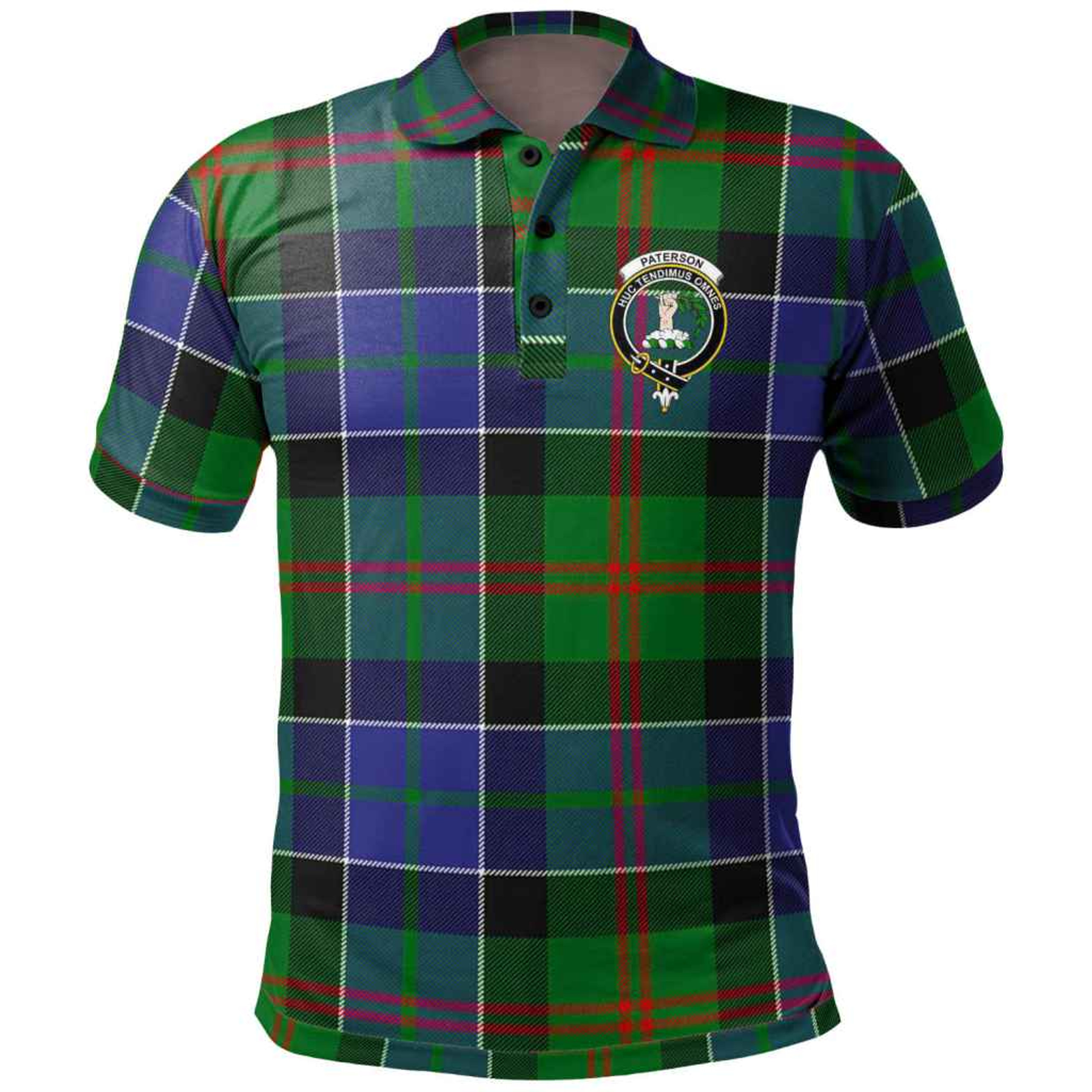 Scottish Paterson Clan Crest Tartan Polo Shirt