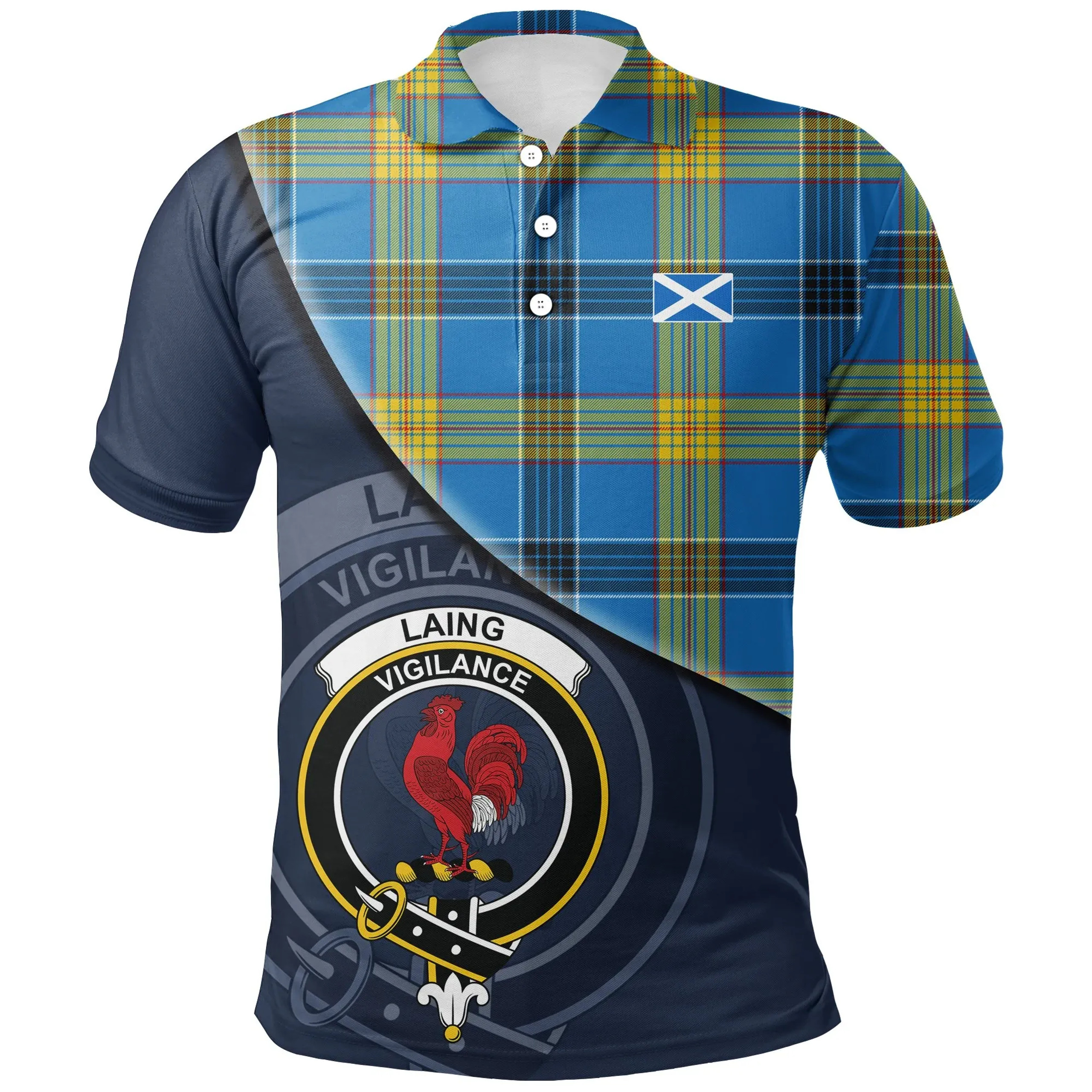 Scottish Laing Clan Crest Tartan Polo Shirt - Bend Style