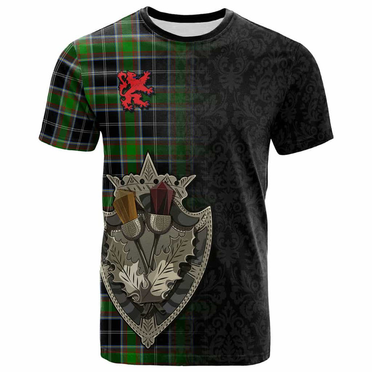 Scottish Webster Clan Tartan T-Shirt - Half Thistle Flowers Celtic Design Front Tartan Plaid
