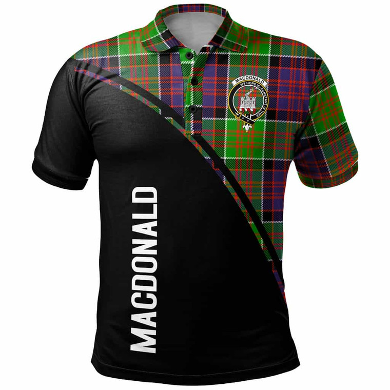 Scottish MacDonald (Clan Ranald) Clan Crest Tartan Curve Polo Shirt Front Tartan Plaid