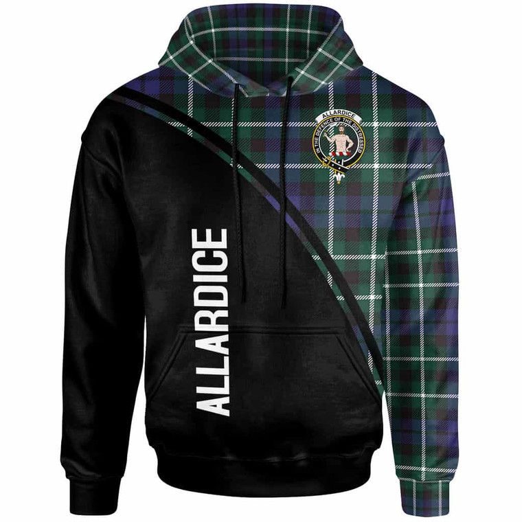 Scottish Allardice Clan Crest Tartan Curve Hoodie Front Tartan Plaid