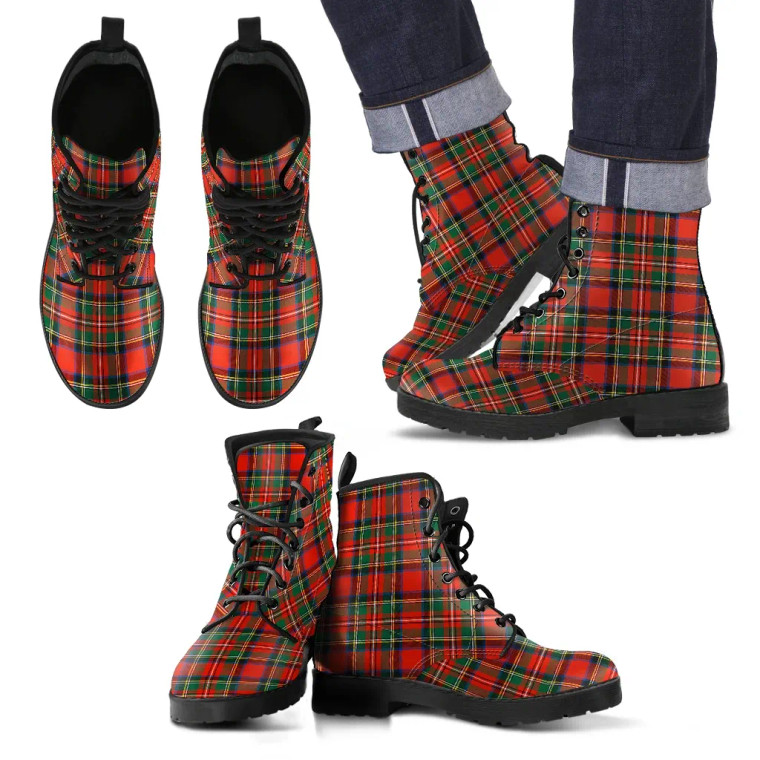 Scottish Stewart Royal Modern Clan Tartan Leather Boots