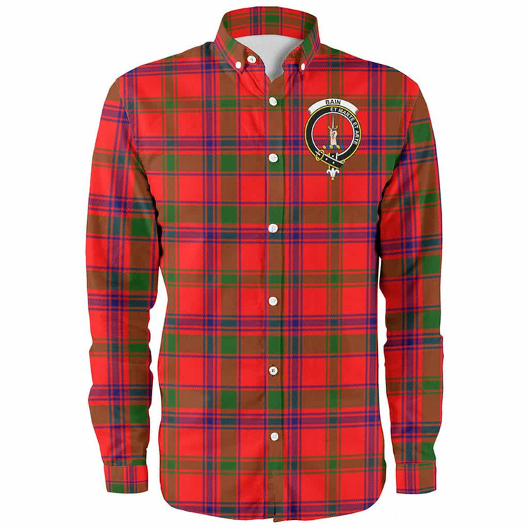 Scottish Bain Clan Crest Tartan Long Sleeve Shirt Tartan Plaid 1