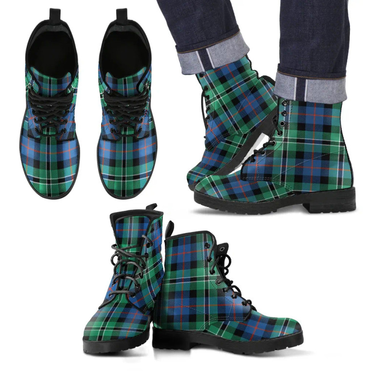 Scottish Rose Hunting Ancient Clan Tartan Leather Boots