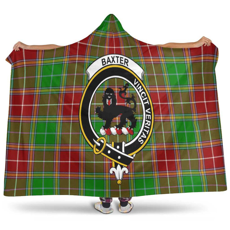 Scottish Baxter Clan Crest Tartan Hooded Blanket Tartan Plaid 1