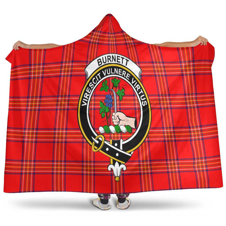 Scottish Burnett Clan Crest Tartan Hooded Blanket Tartan Plaid 1