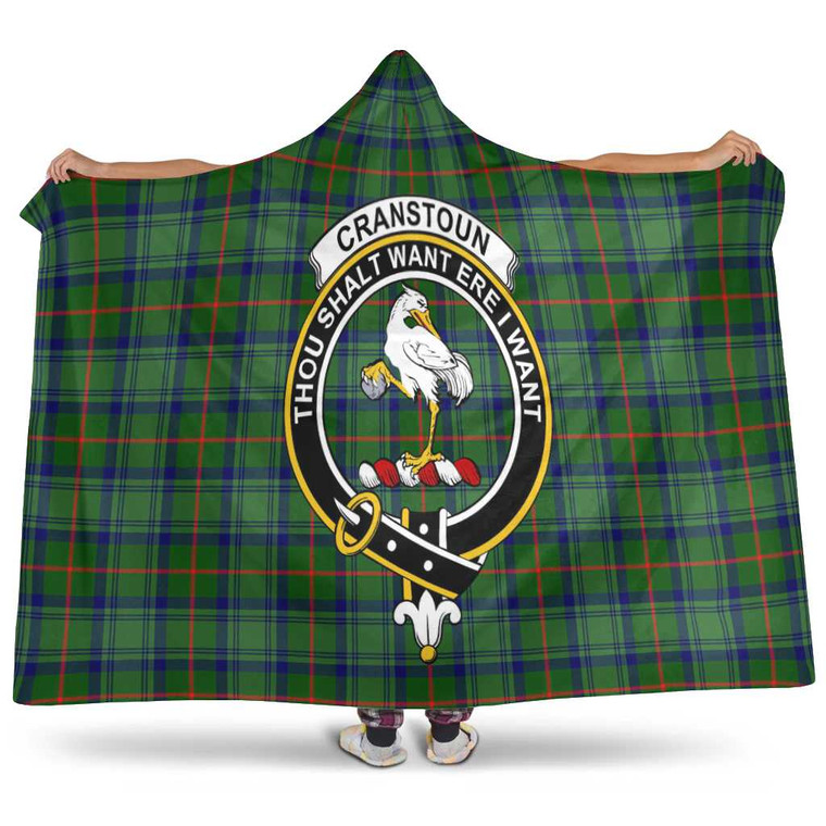 Scottish Cranstoun Clan Crest Tartan Hooded Blanket Tartan Plaid 1