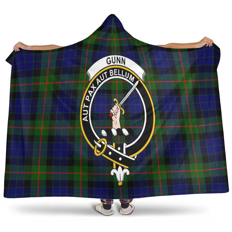 Scottish Gunn Clan Crest Tartan Hooded Blanket Tartan Plaid 1
