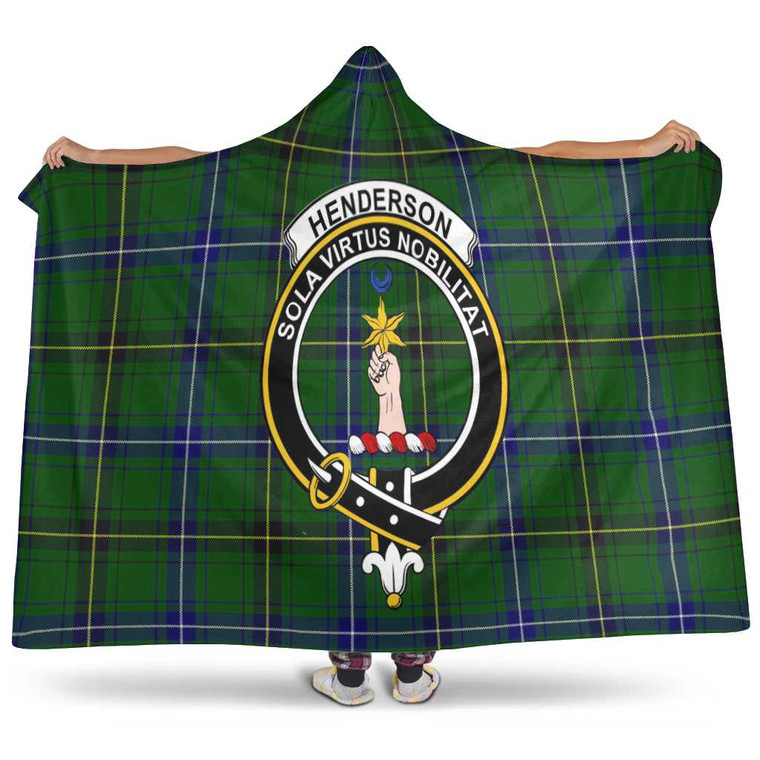 Scottish Henderson Clan Crest Tartan Hooded Blanket Tartan Plaid 1