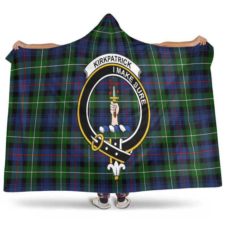 Scottish Kirkpatrick Clan Crest Tartan Hooded Blanket Tartan Plaid 1