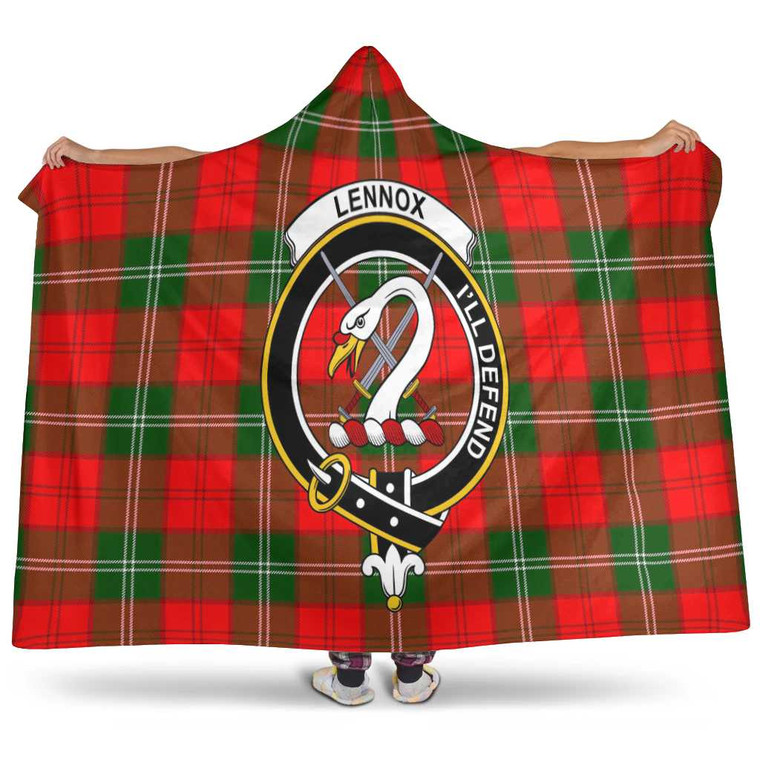 Scottish Lennox Clan Crest Tartan Hooded Blanket Tartan Plaid 1