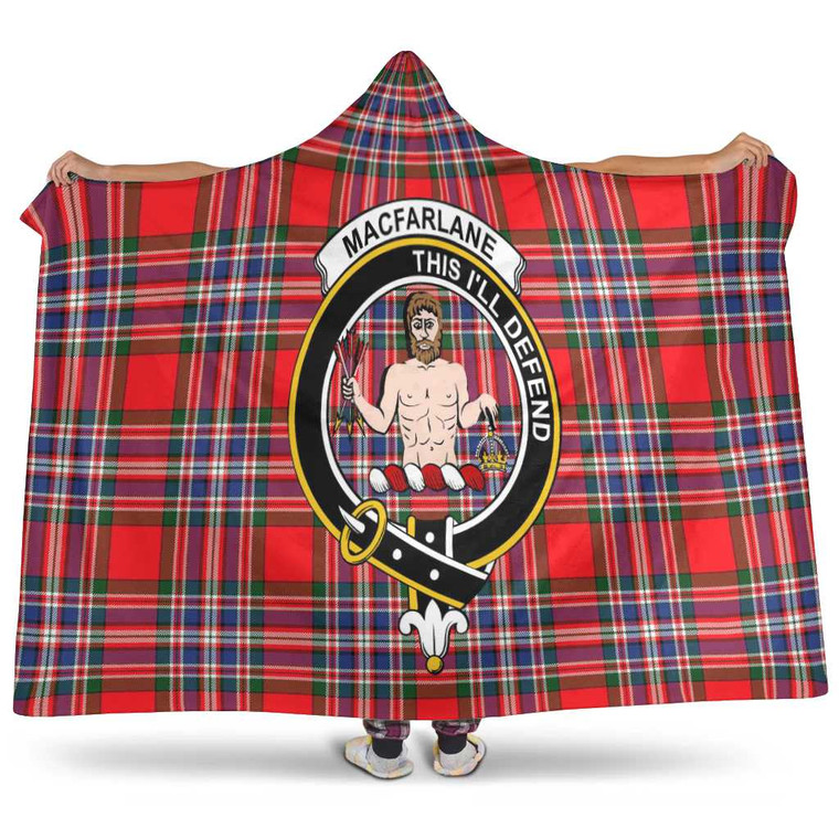 Scottish MacFarlane Clan Crest Tartan Hooded Blanket Tartan Plaid 1
