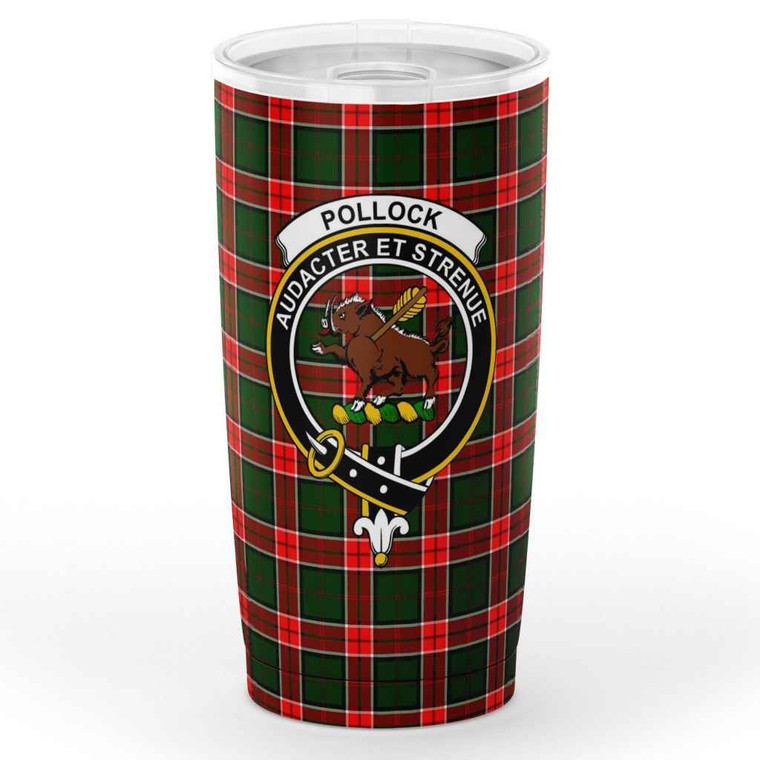 Scottish Pollock Clan Crest Tartan Insulated Tumbler Tartan Plaid 1