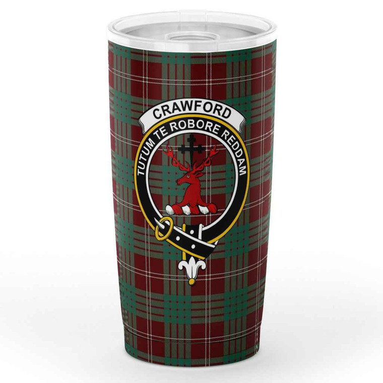 Scottish Crawford Clan Crest Tartan Insulated Tumbler Tartan Plaid 1