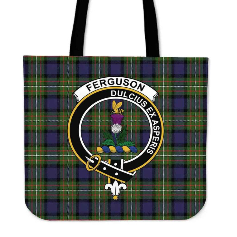 Scottish Ferguson Clan Crest Tartan Tote Bag Tartan Plaid