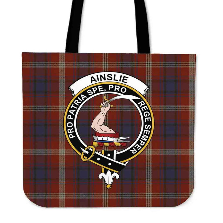 Scottish Ainslie Clan Crest Tartan Tote Bag Tartan Plaid