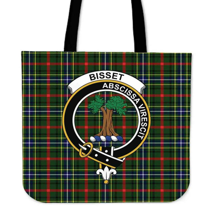Scottish Bisset Clan Crest Tartan Tote Bag Tartan Plaid