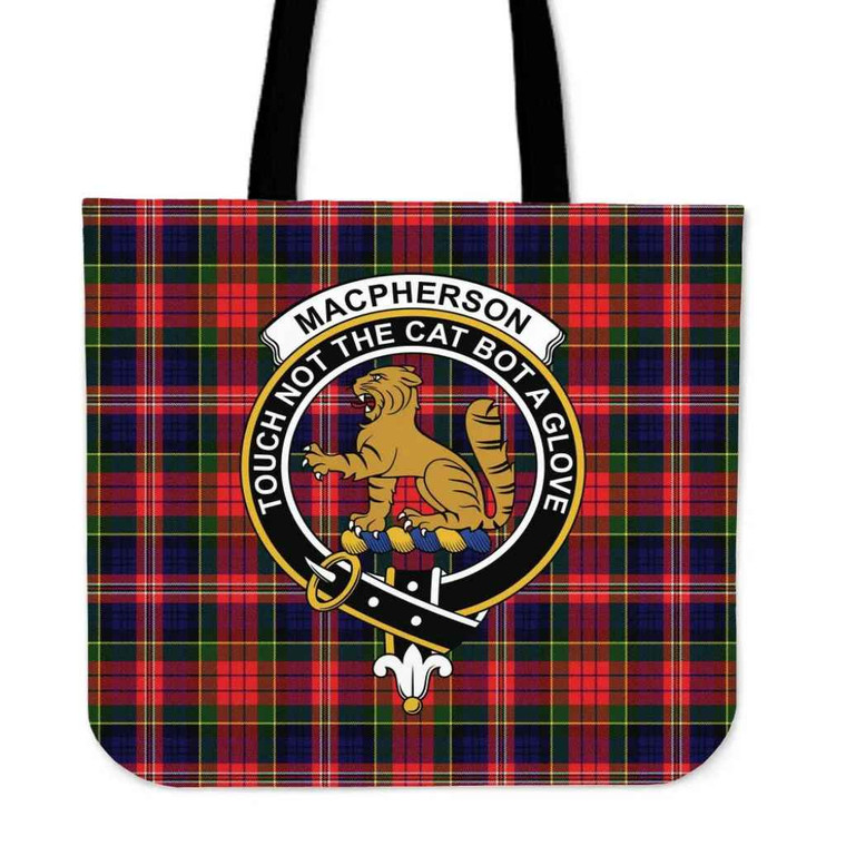 Scottish MacPherson Modern Clan Crest Tartan Tote Bag Tartan Plaid
