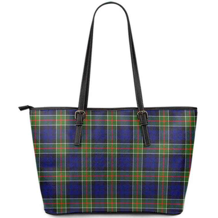 Scottish Colquhoun Modern Clan Tartan Leather Tote Tartan Plaid