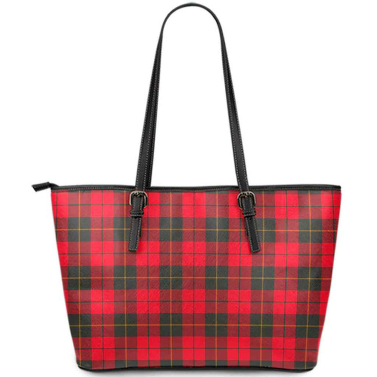 Scottish Wallace Weathered Clan Tartan Leather Tote Tartan Plaid