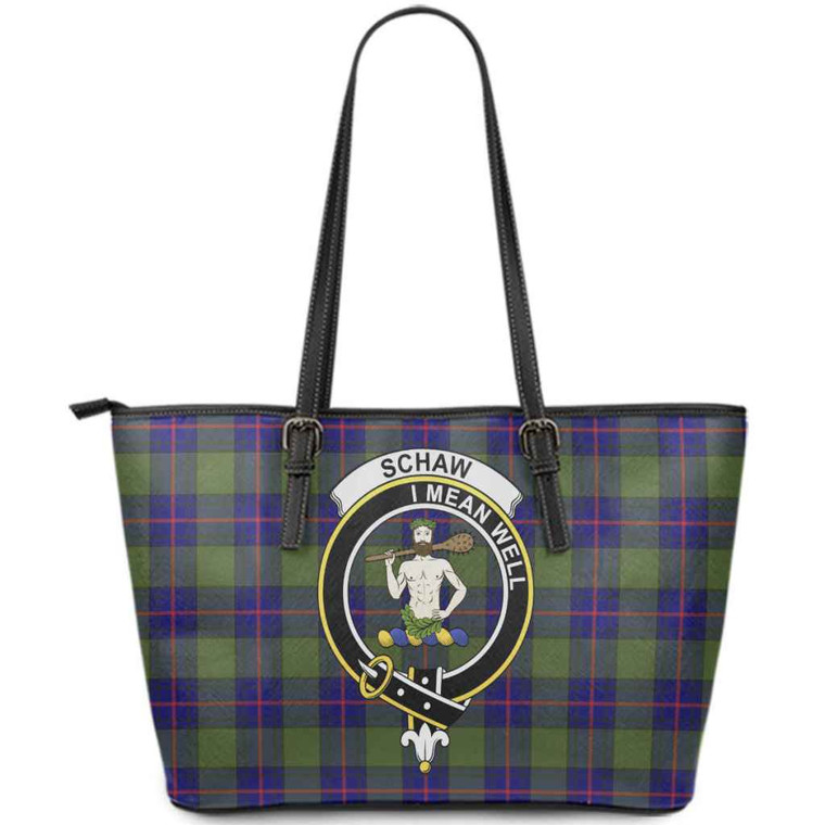 Scottish Schaw (of Sauchie) Clan Crest Tartan Leather Tote Tartan Plaid