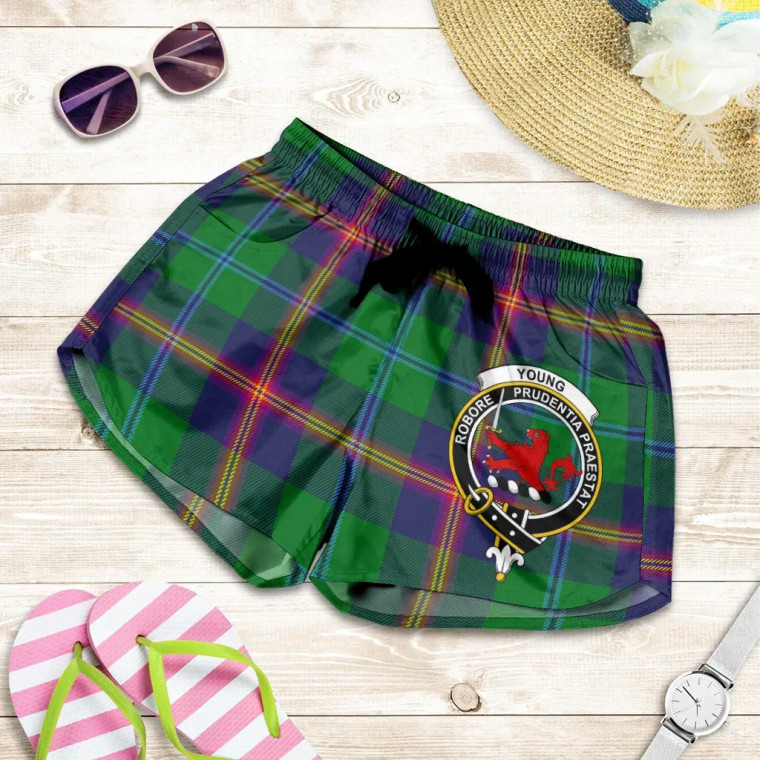 Scottish Young Modern Clan Crest Tartan Women Shorts