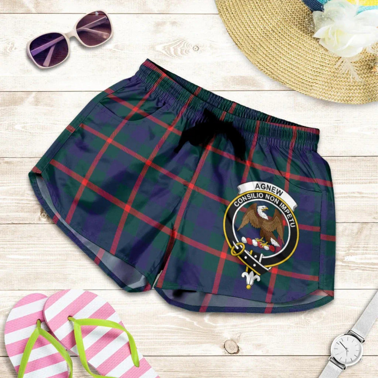 Scottish Agnew Modern Clan Crest Tartan Women Shorts