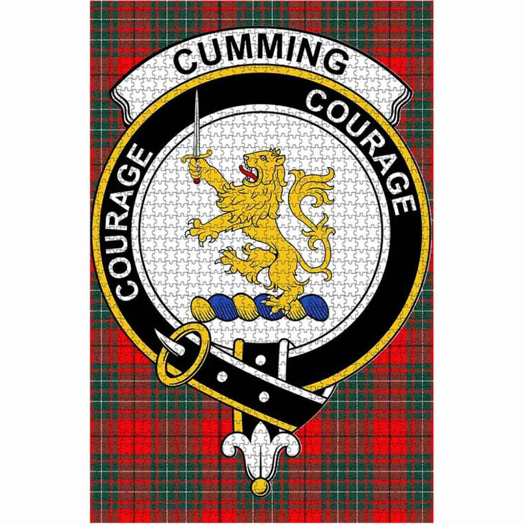 Scottish Cumming Clan Crest Tartan Jigsaw Puzzle 1