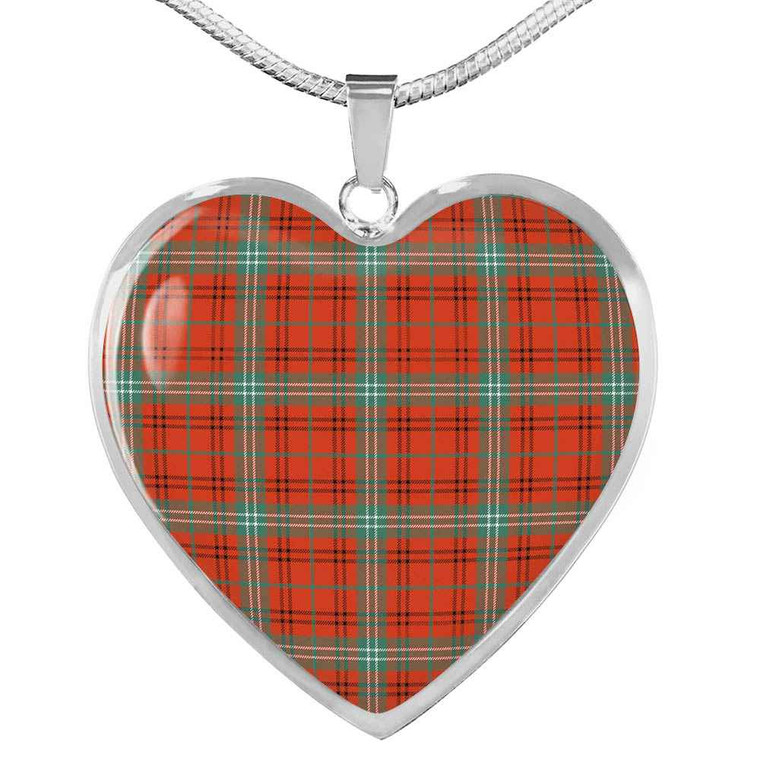 Scottish Morrison Red Ancient Clan Tartan Necklace Heart Tartan Plaid 1