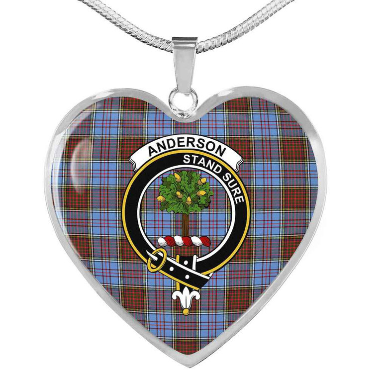 Scottish Anderson Clan Crest Tartan Necklace Heart Tartan Plaid 1
