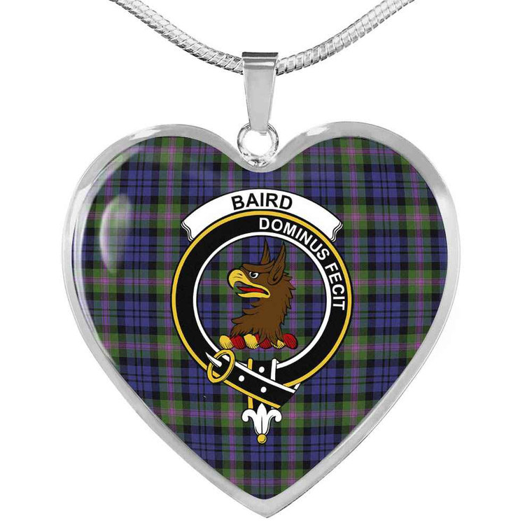 Scottish Baird Clan Crest Tartan Necklace Heart Tartan Plaid 1