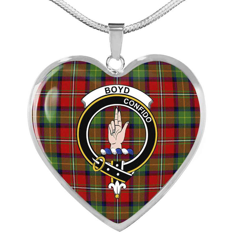 Scottish Boyd Clan Crest Tartan Necklace Heart Tartan Plaid 1
