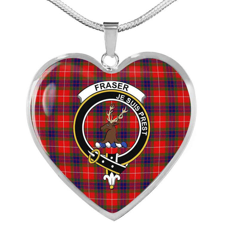 Scottish Fraser (of Lovat) Clan Crest Tartan Necklace Heart Tartan Plaid 1