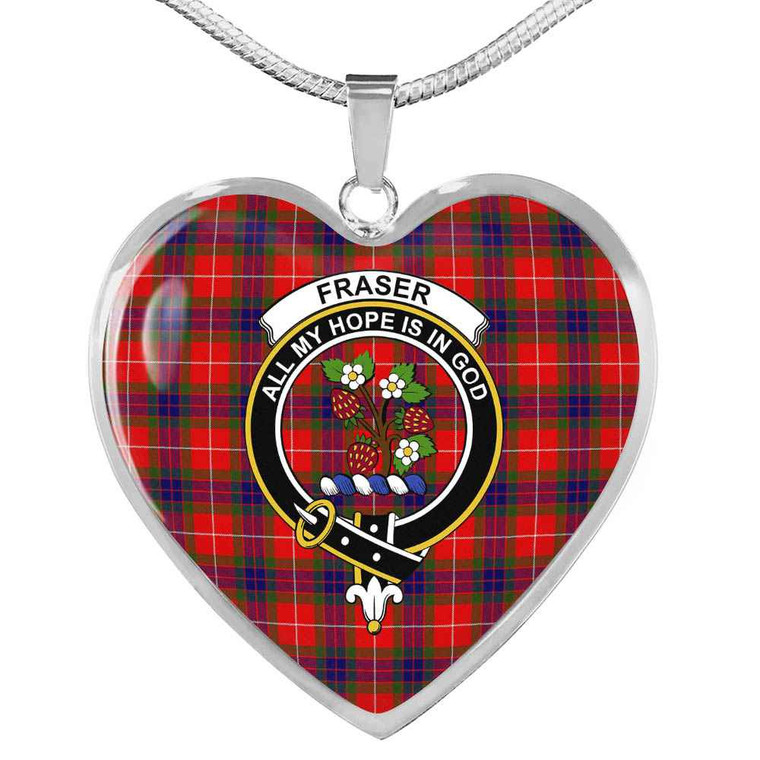 Scottish Fraser Clan Crest Tartan Necklace Heart Tartan Plaid 1